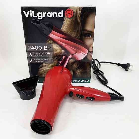 Электрический фен для волос с диффузором Vilgrand VHD-2430 2400 Вт, Мощный фен для волос AE-84 Львов