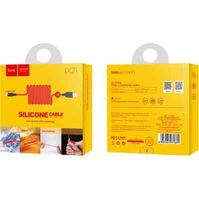 Дата кабель USB 2.0 AM to Lightning 1.0m 2A silicone X21 black+red HOCO (6957531071372) Вінниця