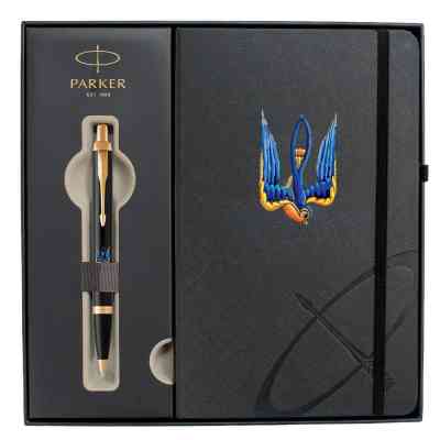 Ручка кулькова Parker IM 17 UKRAINE Black GT BP Тризуб-Ластівка + блокнот Parker + подар.упаковка GIFT24 (22032b24_T1230u) Вінниця