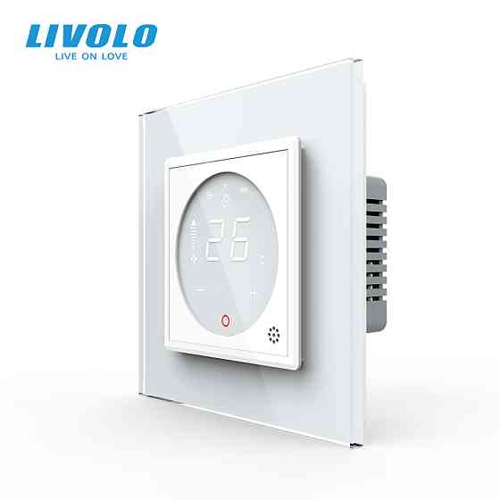 Термостат (терморегулятор) сенсорний для внутрішньопідлогового конвектора водяного опалення та фанкойла LIVOLO, білий (VL-C7-FCA-2WPS72) Коломия