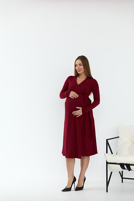 Сукня в рубчик для вагітних і годуючих Bondy Lullababe розмір XXL Бордовий Кривий Ріг - фото 4
