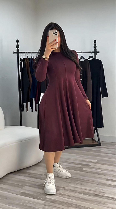 Жіноче стильне вечірнє плаття з двонитки Марсала, 60/62 Одеса - фото 2