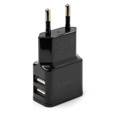 Зарядний пристрій Vinga 2 Port USB Wall Charger 2.1A (VCPWCH2USB2ABK) Вінниця - фото 3