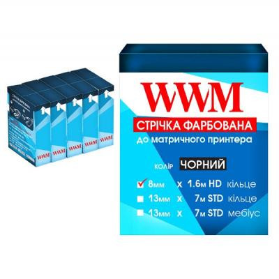 Лента к принтерам 8мм х 1.6м HD к. Black*5шт WWM (R8.1.6H5) Винница - изображение 1
