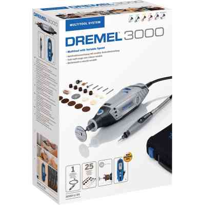 Гравер Dremel 3000-1/25 130W, 10000-33000об/мин, 25 насадок, кейс (F.013.300.0JP) Винница
