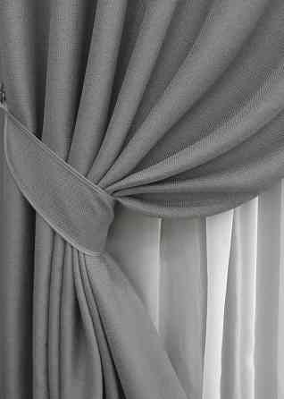 Комплект готових штор VR-Textil Льон-блекаут № 1797ш Сірий 130х270см 2 шт (39-970) Київ