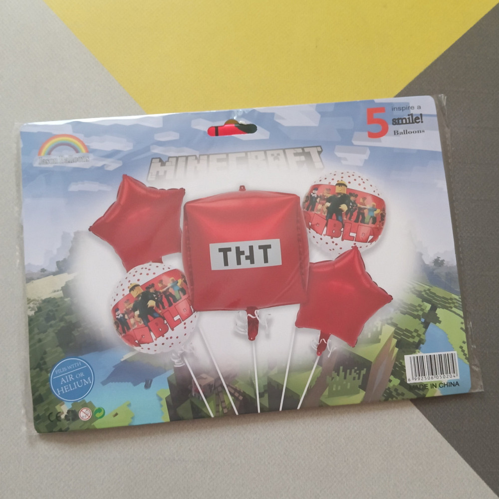 Набор воздушных шаров майнкрафт куб черв (5 предметов) Киев - изображение 1