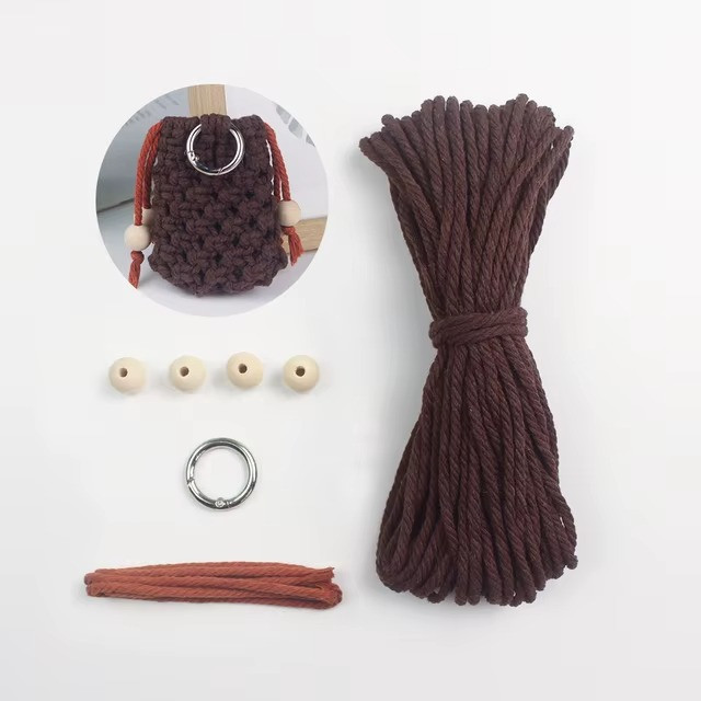 Набор макраме для ручного вязания чехла для наушников и аксессуаров 8х7см коричневый для рукоделия,творчества Каменец-Подольский - изображение 2