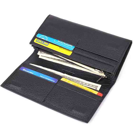 Вместительный кошелек для женщин из натуральной кожи ST Leather 23097 Черный Киев