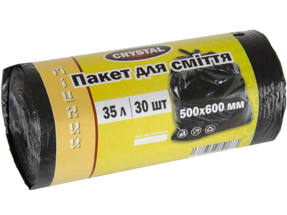Пакети для сміття 30шт 35л ТМ CRYSTAL Київ - фото 1