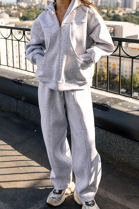 Женский теплый костюм двойка свободного кроя на каждый день турецкая трехнитка на флисе Меланж Одесса - изображение 7