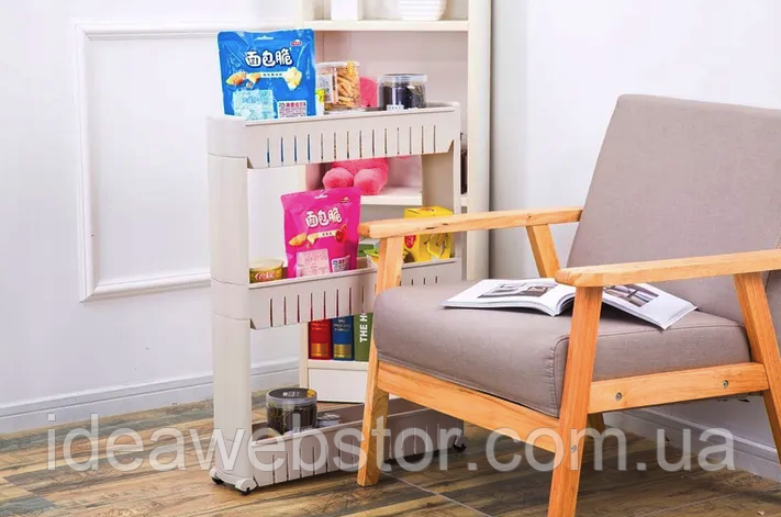 Етажерка на колесах Slim для кухні та ванної 3 яруси мобільний стелаж полиця органайзер для зберігання побутової хімії косметики п Київ - фото 14