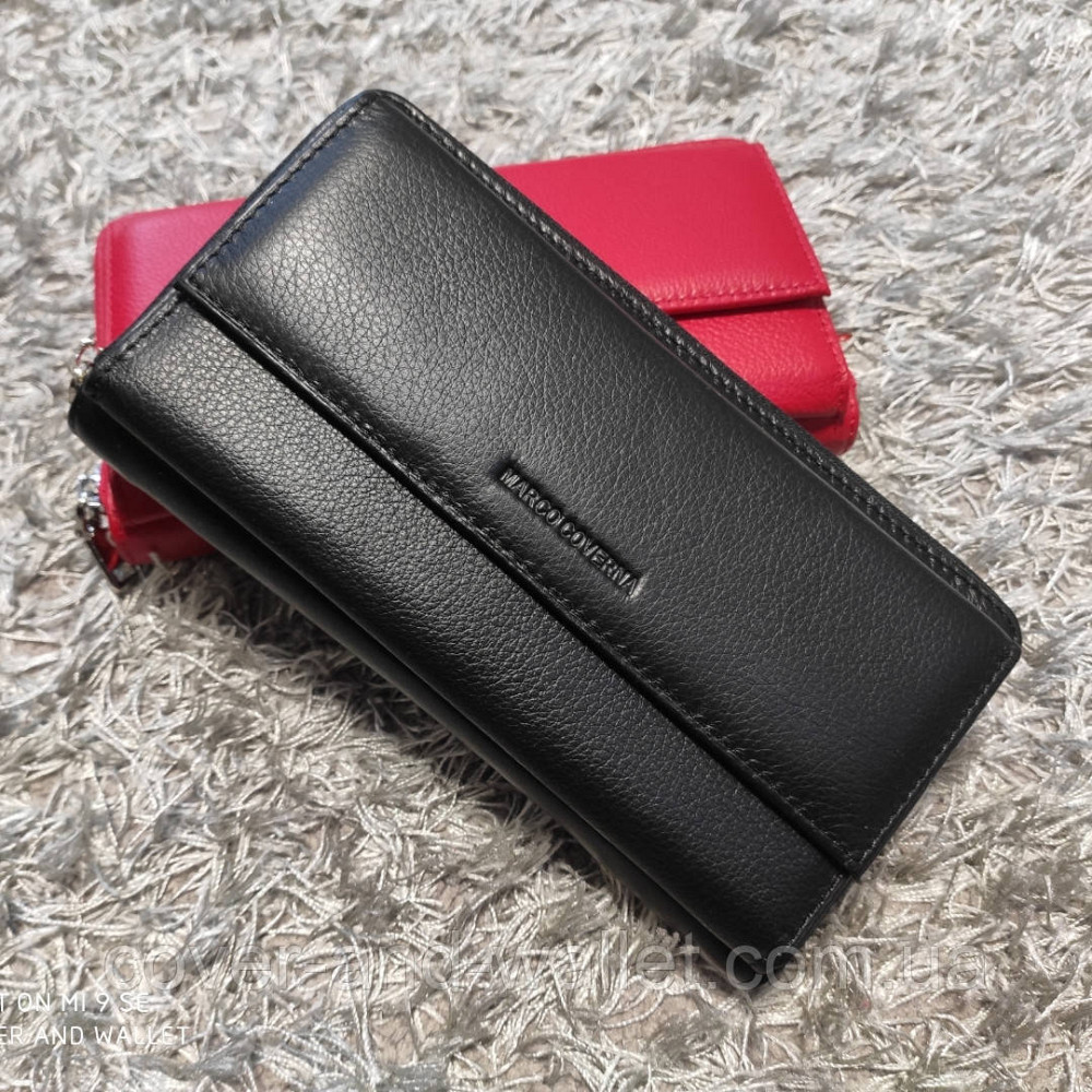 Чорний шкіряний гаманець клатч на змійці та магнітах Marco Coverna MC 6054 Київ - фото 1