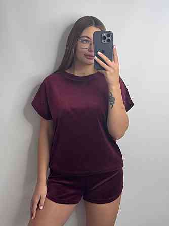 Пижама женская футболка + шорты из плюшевого велюра Зефирный XL Харьков