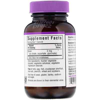 Мінерали Bluebonnet Nutrition Потрійний бор 3мг, Triple Boron, 90 вегетаріанських капсул (BLB-00685) Вінниця