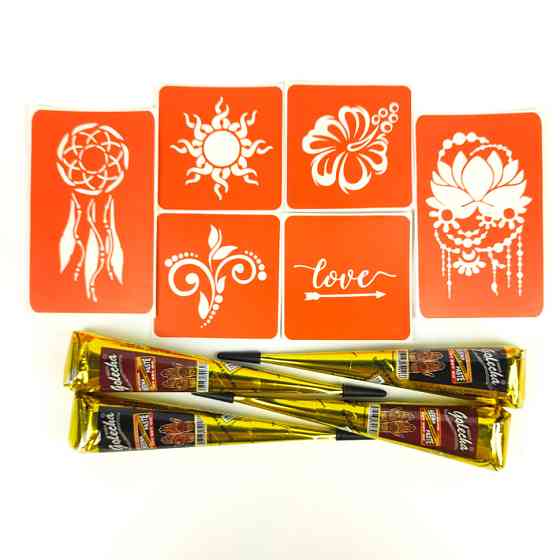 Набір хни з трафаретами для біо-тату №1 henna-set-01 Вінниця