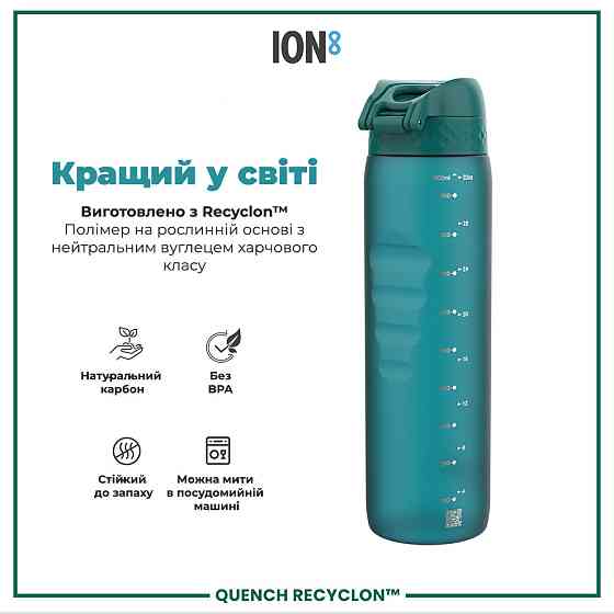 Пляшка для води ION8 1000 мл. (ЕКО пляшка) BPA Free, Aqua Кам'янське