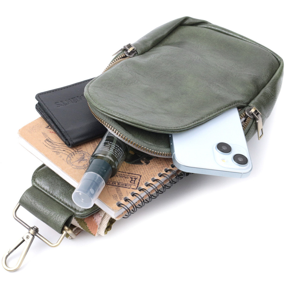 Красива сумка через плече в модному кольорі з екошкіри Vintage 22791 Зелений Київ - фото 7