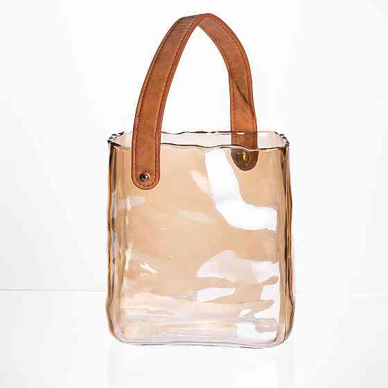 Коричнева декоративна ваза-сумочка для квітів 16×8×18.5 см Київ