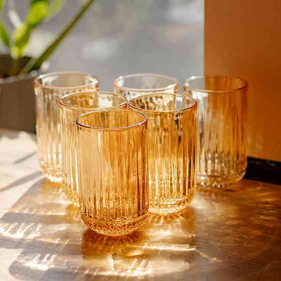 Набір склянок із товстого скла 6 штук по 400 мл бурштиновий HP-19-247 Коломия