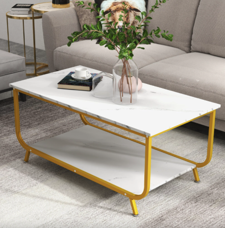 Журнальний столик Costway Marble білий маленький сучасний з дсп у вітальню журнальні столи столики Київ