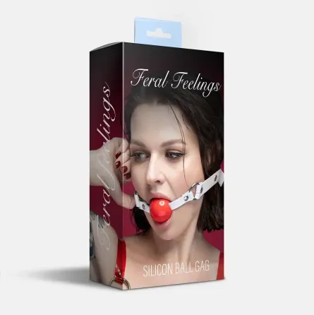Кляп силіконовий Feral Feelings Silicon Ball Gag White/Red, білий ремінець, червона кулька Львов