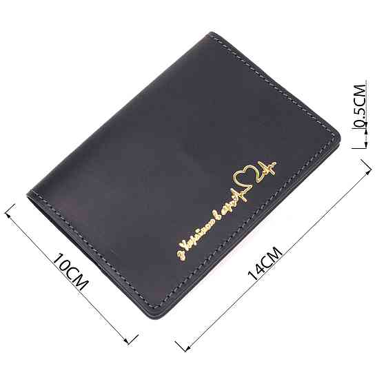 Стильная обложка на паспорт в винтажной коже Сердце GRANDE PELLE 16723 Черная Киев