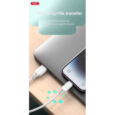 Дата кабель USB-C to Lightning 1.0m 27W braided XO (NBQ236A_White) Вінниця - фото 6