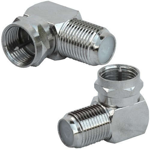 Антенний перехідник , штекер F - гніздо F, кутовий, латунь Полтава - фото 1