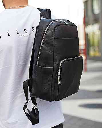 Міський чоловічий рюкзак з натуральної шкіри стильний чорного кольору для чоловіка зручний для ноутбука Tiding Bag Київ