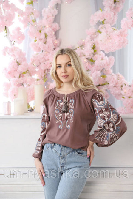 Жіноча чорна вишиванка на натуральному полотні Витинанка чорно-коричнева S-2XL Кривий Ріг - фото 2