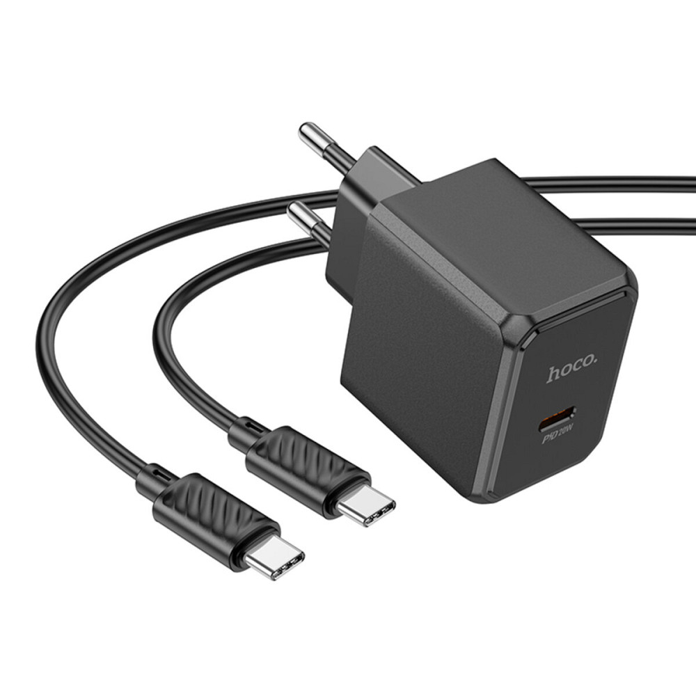 Мережевий зарядний пристрій HOCO CS13A Ocean single port PD20W charger set(Type-C to Type-C) Black (6942007603843 ) Киев - изображение 3