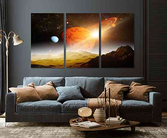 Модульная картина в гостиную / спальню  Сатурн  ART-082_3A 70х130 см Киев