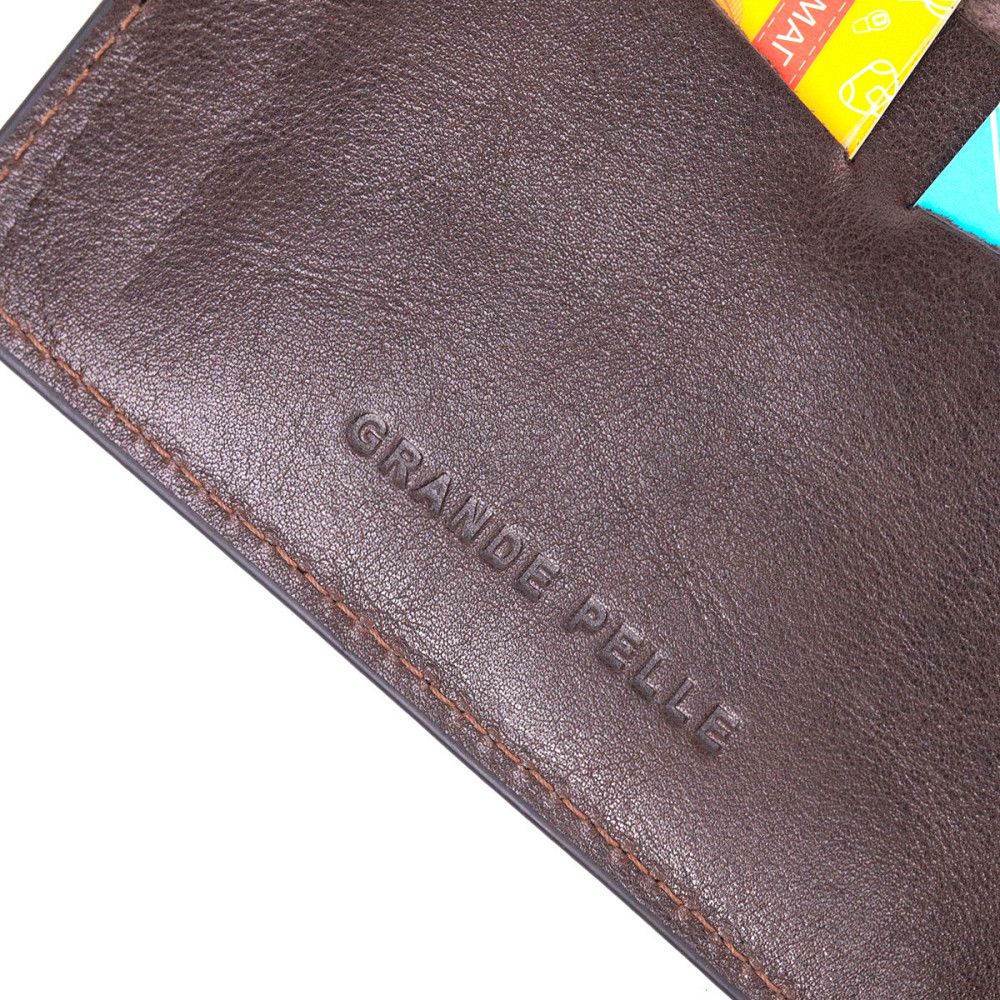 Обложка из глянцевой кожи на военный билет Тризуб ЗСУ GRANDE PELLE 16748 Коричневая Киев - изображение 7