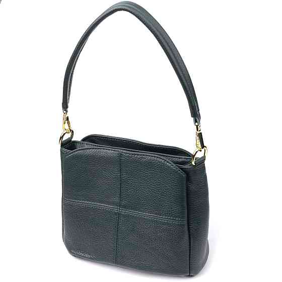 Кожаная сумка для женщин с тремя отделениями Vintage 22977 Зеленый Киев