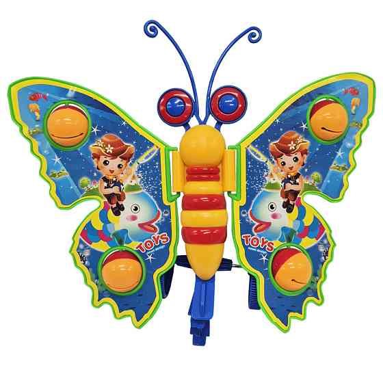 Дитяча каталка на паличці "Метелик" 305 брязкальце, махає крилами Блакитний Вінниця