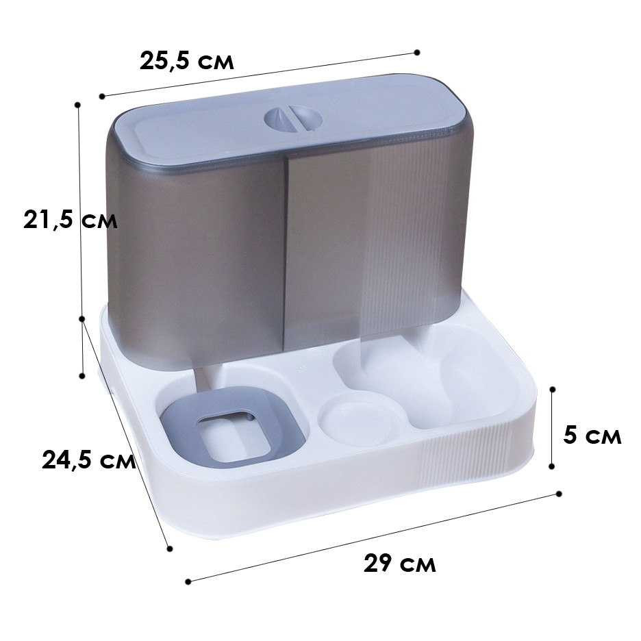 Миска для кошек собак с автоматической поилкой и кормом Taotaopets 193306 Gray + White Київ - фото 6