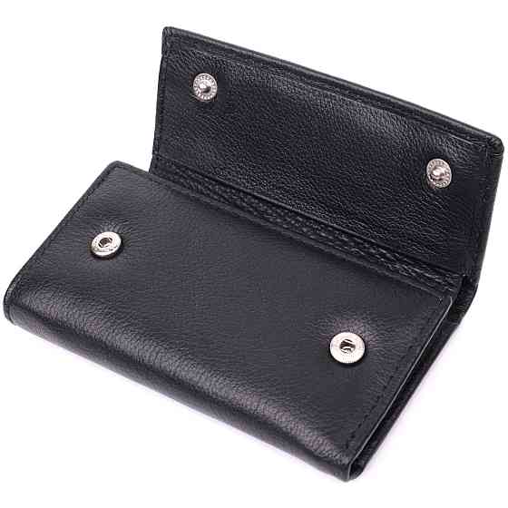 Містка ключниця з натуральної шкіри ST Leather 22477 Чорний Київ