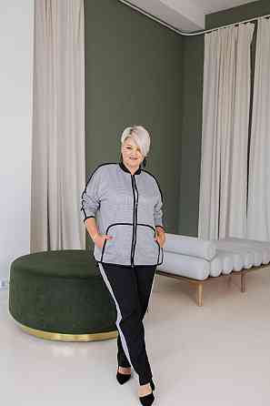 Жіночий стильний костюм-двійка з принтом трикотажний креп + костюмка 52/54 Одеса