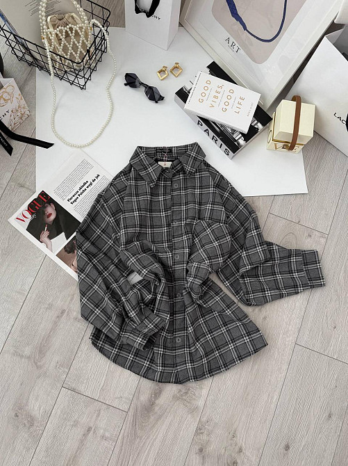 Жіноча базова оверсайз сорочка у клітинку Одеса - фото 2