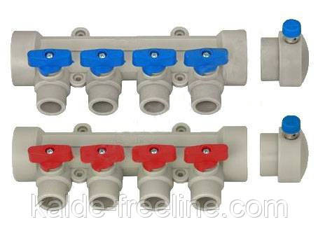 Коллектор полипропиленовый Kalde на 4 выхода BLUE & rRED Харків - фото 3