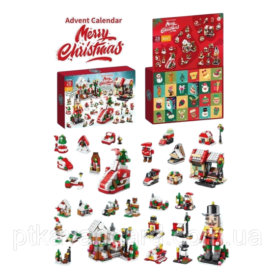 Новорічний адвент-календар конструктор сані, клацанок, будиночки 24 бокса 8885 Хмельницький