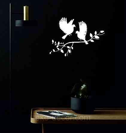 Декоративное настенное Панно «Птички Два голубя», Декор на стену 110*70 см, Белый Киев