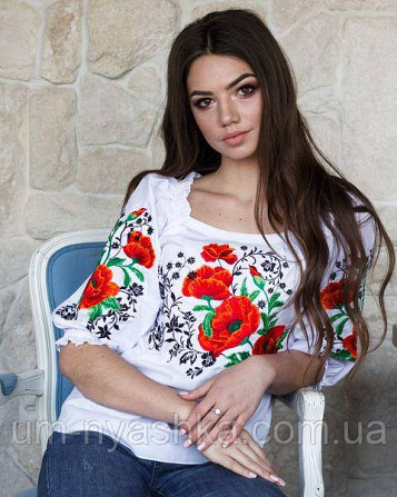 Блузка з вишивкою вишиванка "Сучасна" для жінок і дівчаток-підлітків Біла Кривий Ріг - фото 1