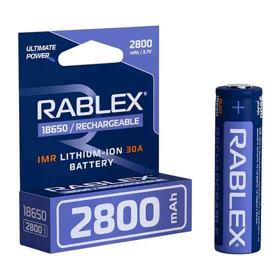 Аккумулятор Rablex 18650, 2800mAh, IMR, Li-ION, 30A, 3.7V, ВЫСОКОТОКОВЫЙ Днепр