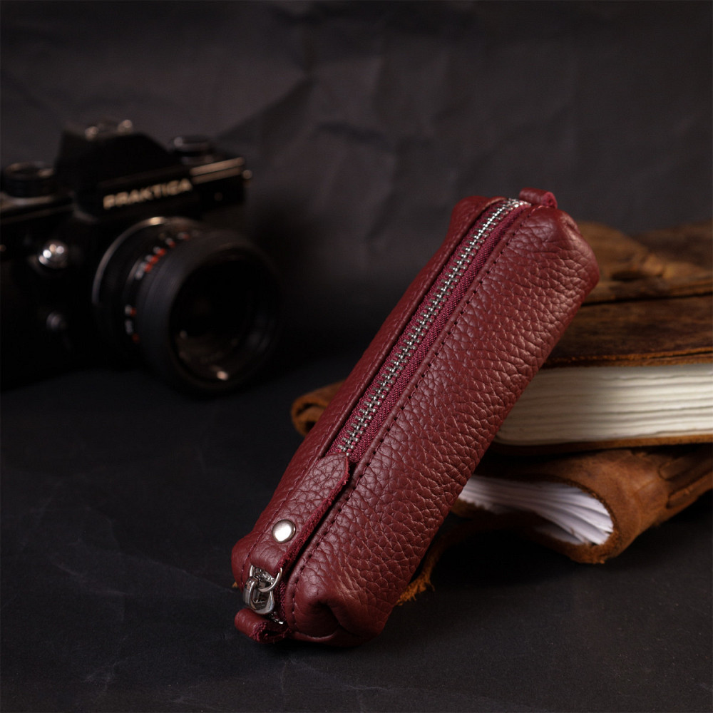 Надежная кожаная ключница GRANDE PELLE 11667 Бордовый Киев - изображение 2