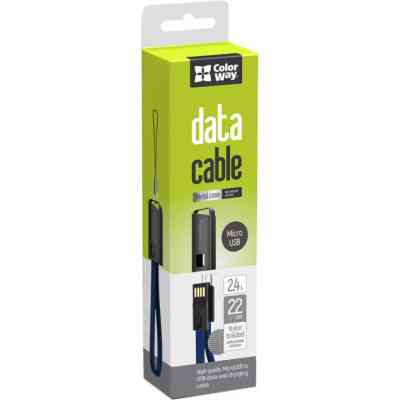 Дата кабель USB 2.0 AM to Micro 5P 0.22m blue ColorWay (CW-CBUM022-BL) Винница