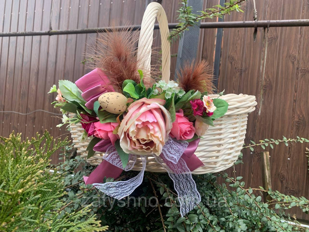 Кошик дерев'яний, плетений з лози, з прикрасою Київ - фото 1