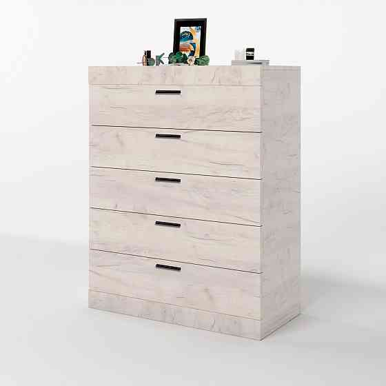 Високий комод Еверест на 5 ящиків Соната-2 80х38х101 дуб крафт білий (DTM-2695) Львів