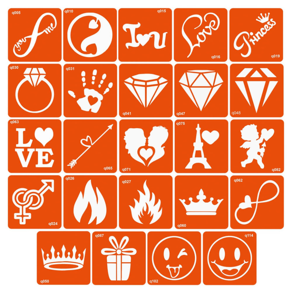 Набор трафаретов для био-тату «Q - разное» q-simple_24_1 Винница - изображение 1